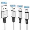 3-in-1 Multi Charging Cable (2 Pack) - 5FT Universal