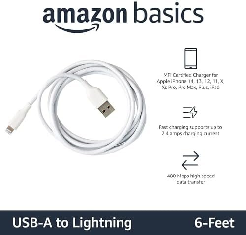 Amazon Basics 2-Pack MFi Lightning Charger Cable - 6ft