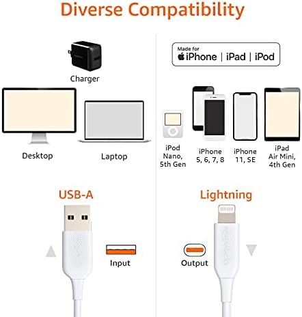 Amazon Basics 2-Pack MFi Lightning Charger Cable - 6ft