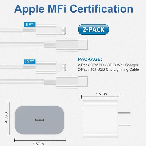 Fast Charging iPhone Charger & Cables - 2 Pack